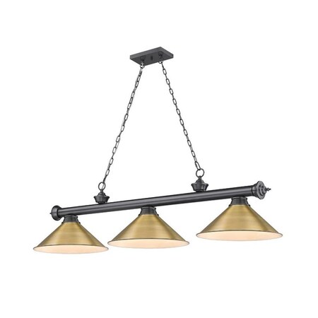Z-Lite Cordon 3 Light Billiard, Bronze Plate & Rubbed Brass 2306-3BP-RB15
